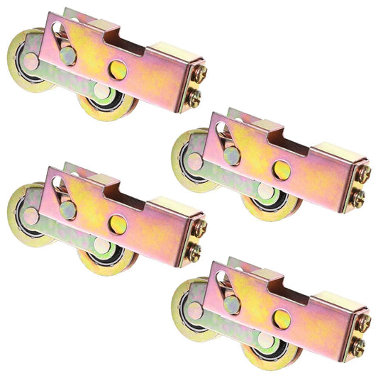 4 Pack Sliding Door Roller Kit With 1-1/4 Inch 32mm Steel Ball Bearing Wheels Adjustable Assembly Replacement For Sliding Doors Glass And Vinyl Patio Doors Screens Closets Durable Aluminum Galvanized Construction