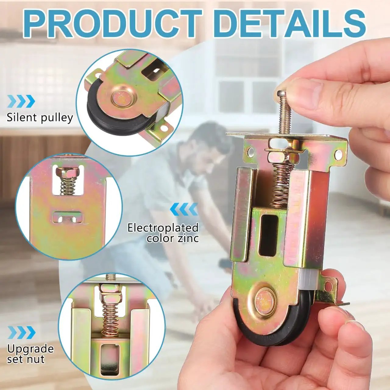2 Pcs Sliding Door Roller Wheels With Heavy Duty Stamped Housing And POM Bearings for closets and mirrors