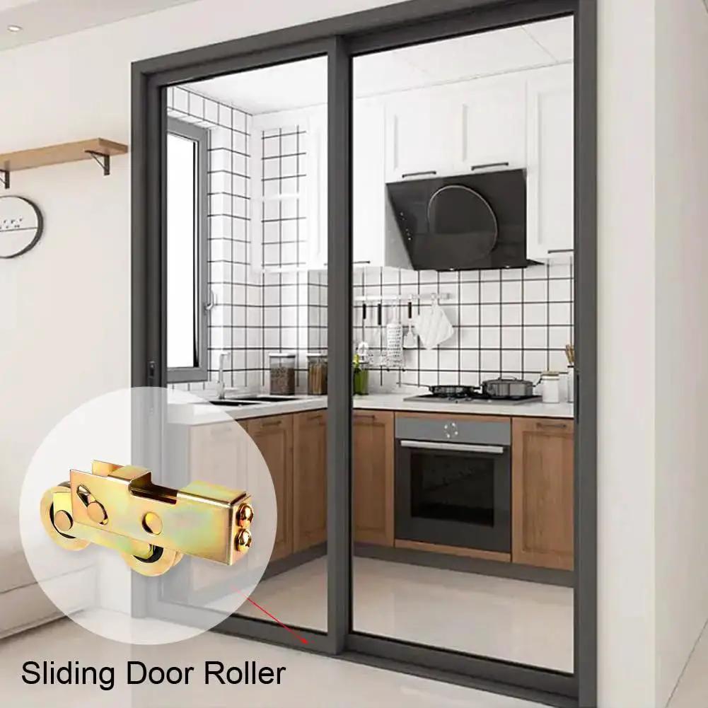 Sliding door with inset image of Patio Door Tandem Roller Replacement Kit For Sliding Doors And Screens Includes Two One And One Quarter Inch Steel Ball Wheel Bearings With Five Sixteenth Inch Thickness Durable Replacement For Damaged Rollers On Sliding Patio And Screen Doors 2 Pack.