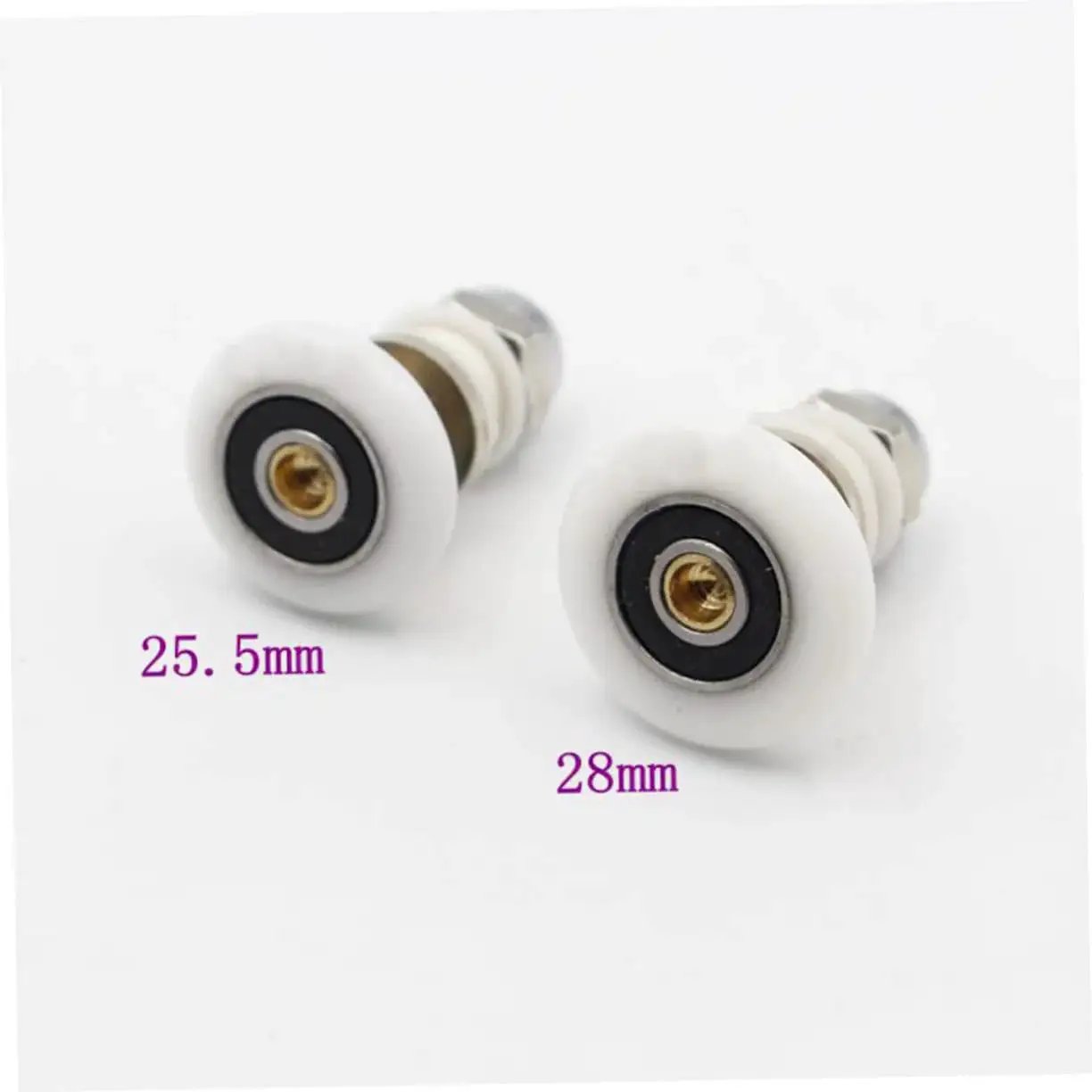 Sliding Door Hanging Roller 4 Pcs Set For Shower RV Bathroom Cabinet Stainless Steel Axle Replacement Wheels close-up view
