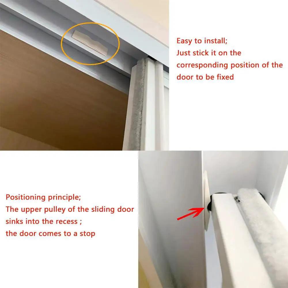 Close-up of installed 10 Pack Sliding Door Stopper Concave Locator Stick On Positioner Anti Collision Buffer Adapter on track