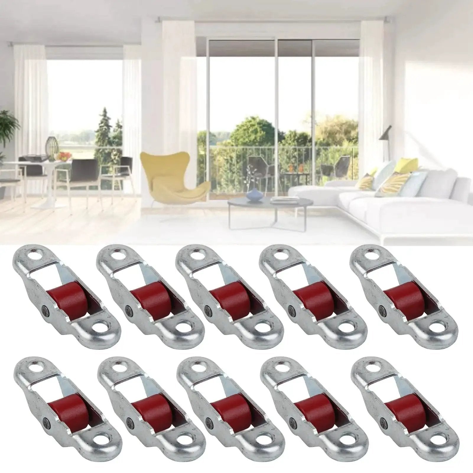 Sliding Door Window Pulley Kit With Base 12mm Stainless Steel Hardware Single Wheel Mute PP Wheel Roller in living room