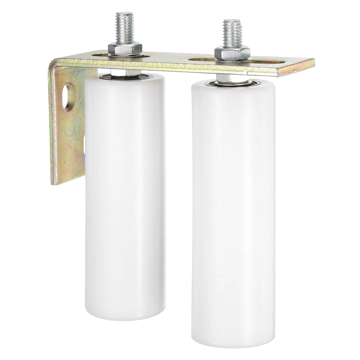 1 Set Slide Gate Guide Roller With L Shaped Rear Bracket For Sliding Doors, 50mm Nylon Rollers And 150mm Long Bracket, Sealed Ball Bearing Gate Guider In White, Universal Fit For Two And Three Eighths Inch Gate Width