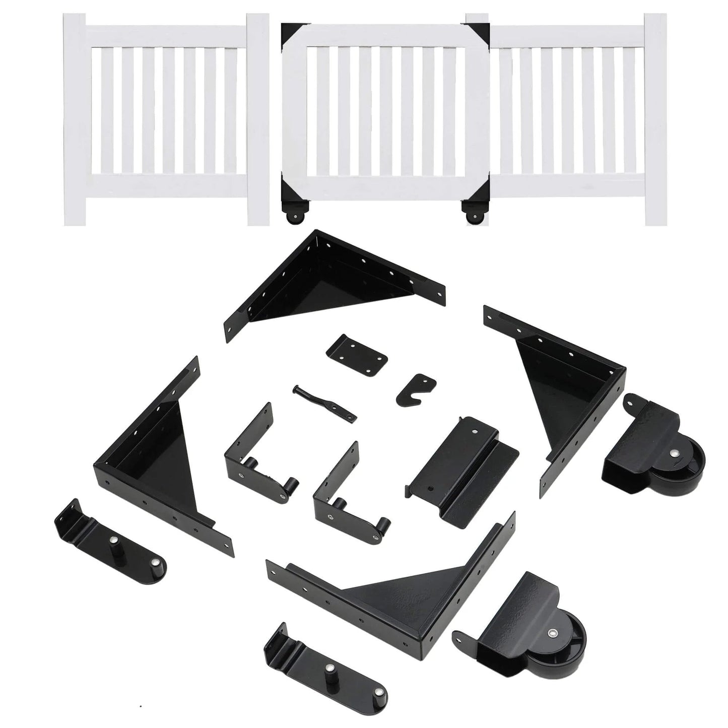 Sliding Gate Hardware Kit Heavy Duty Rolling Gate System for Metal and Wooden Outdoor Gates with smooth, silent rollers.