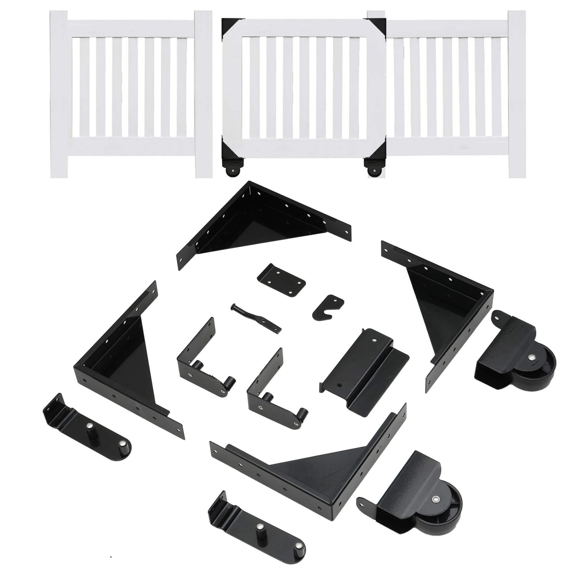 Sliding Gate Hardware Kit Heavy Duty Rolling Gate System for Metal and Wooden Outdoor Gates with smooth, silent rollers.