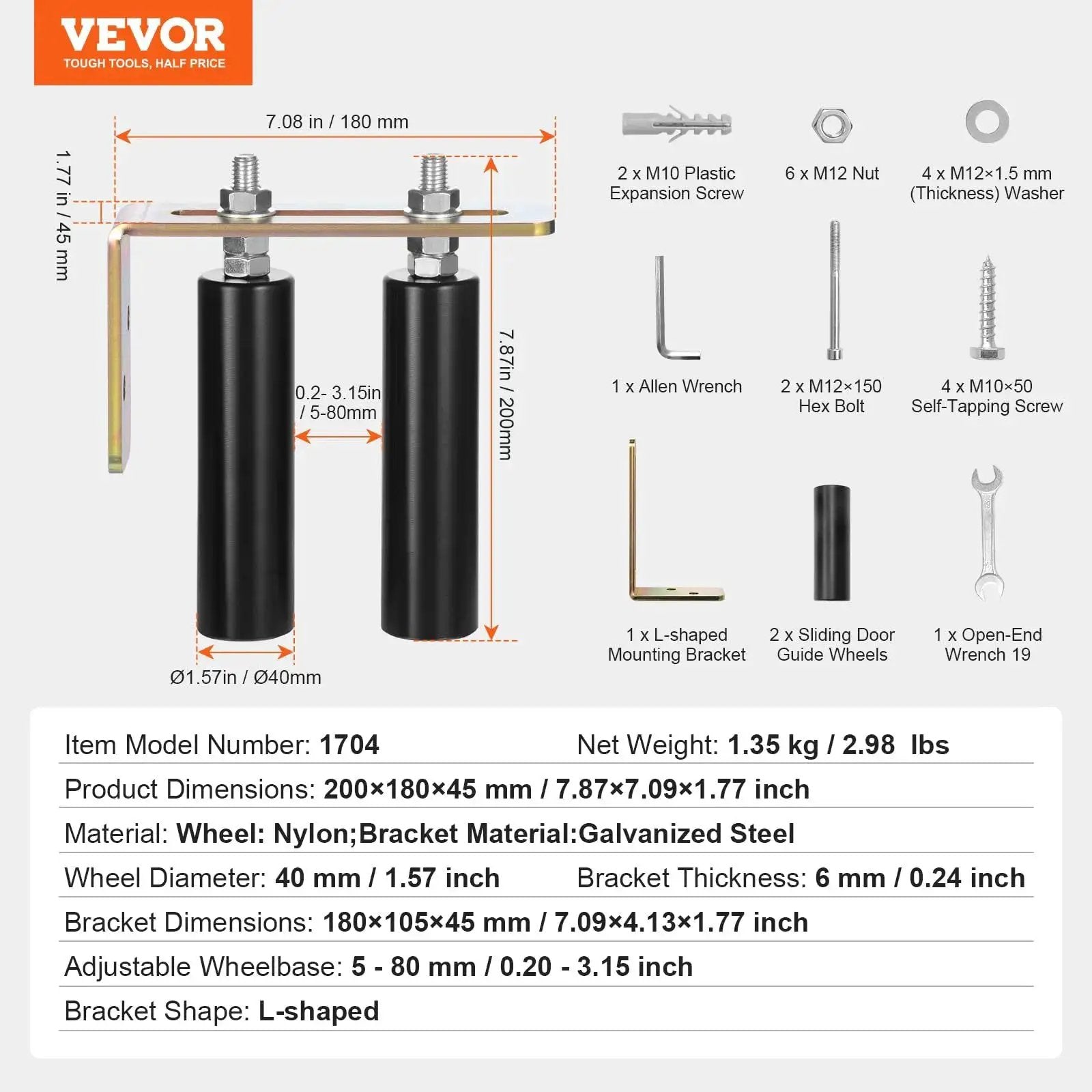 Sliding Gate Kit 6 Inch Gate Hardware With L Bracket Universal Adjustable Gate Rollers heavy duty black gate guide roller components