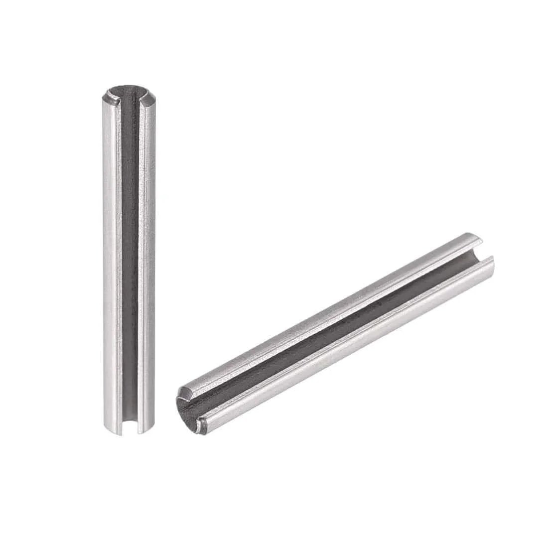 Slotted Spring Pin - M3 x 30mm 304 Stainless Steel Split Spring Roll Dowel Pins Plain Finish 20Pcs, front view displayed