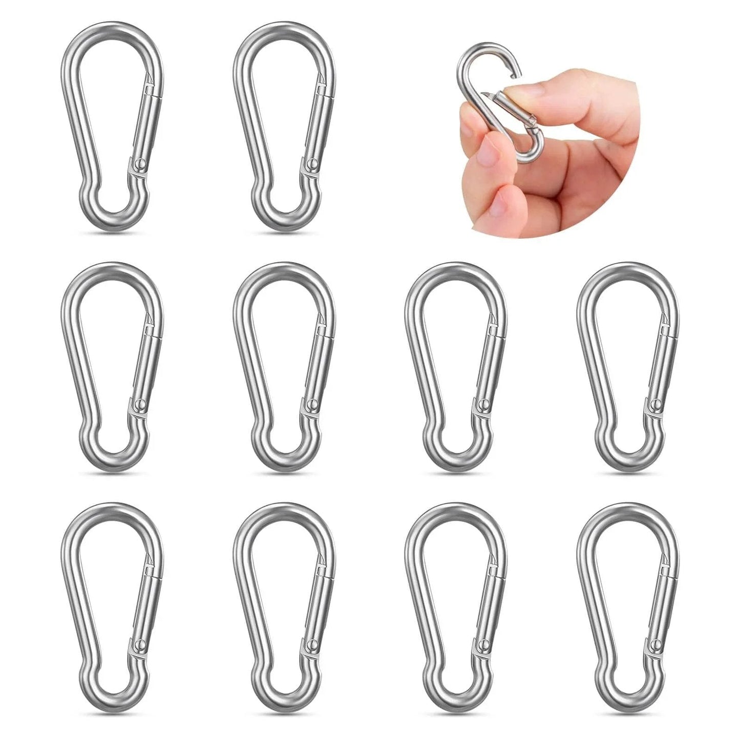 10 Pack Stainless Steel Carabiners Clips 1.57 Inch Small Spring Snap Hooks Heavy Duty Keychain Clips Quick Link for Keys Water Bottles Pet Tags Feeders Flags Rigging Hiking Camping Outdoor Gear Essential for Everyday Carry