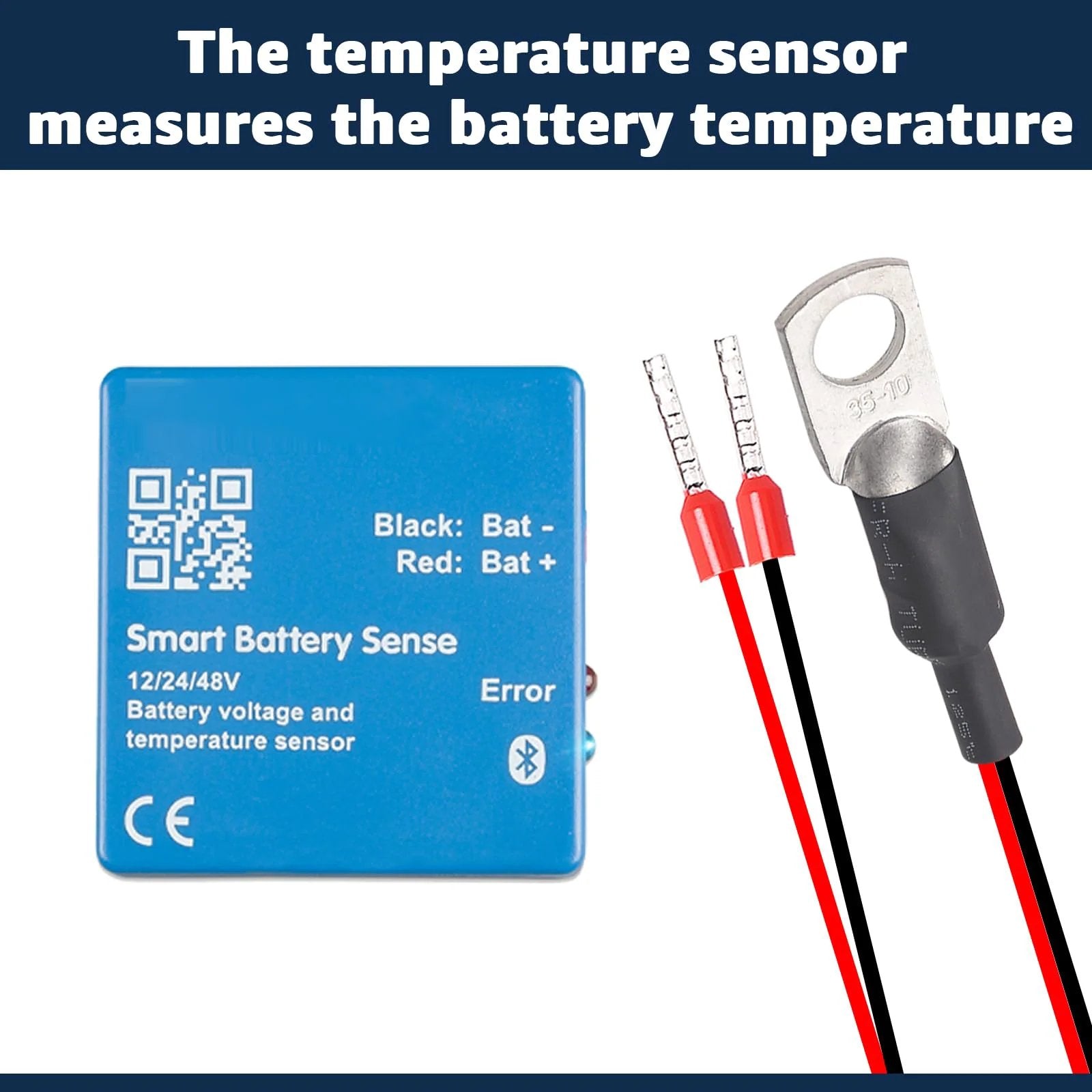 High Precision Battery Temperature Sensor Replacement For Victron Energy Quattro And MultiPlus Inverter Chargers Cerbo GX And Venus GX, blue sensor with wires.