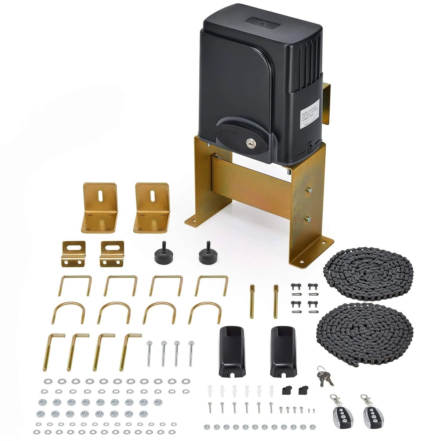 APP Smart Automatic Sliding Gate Opener Kit with 280W Motor for gates up to 1400lb and 40ft, includes remote control and safety sensor components