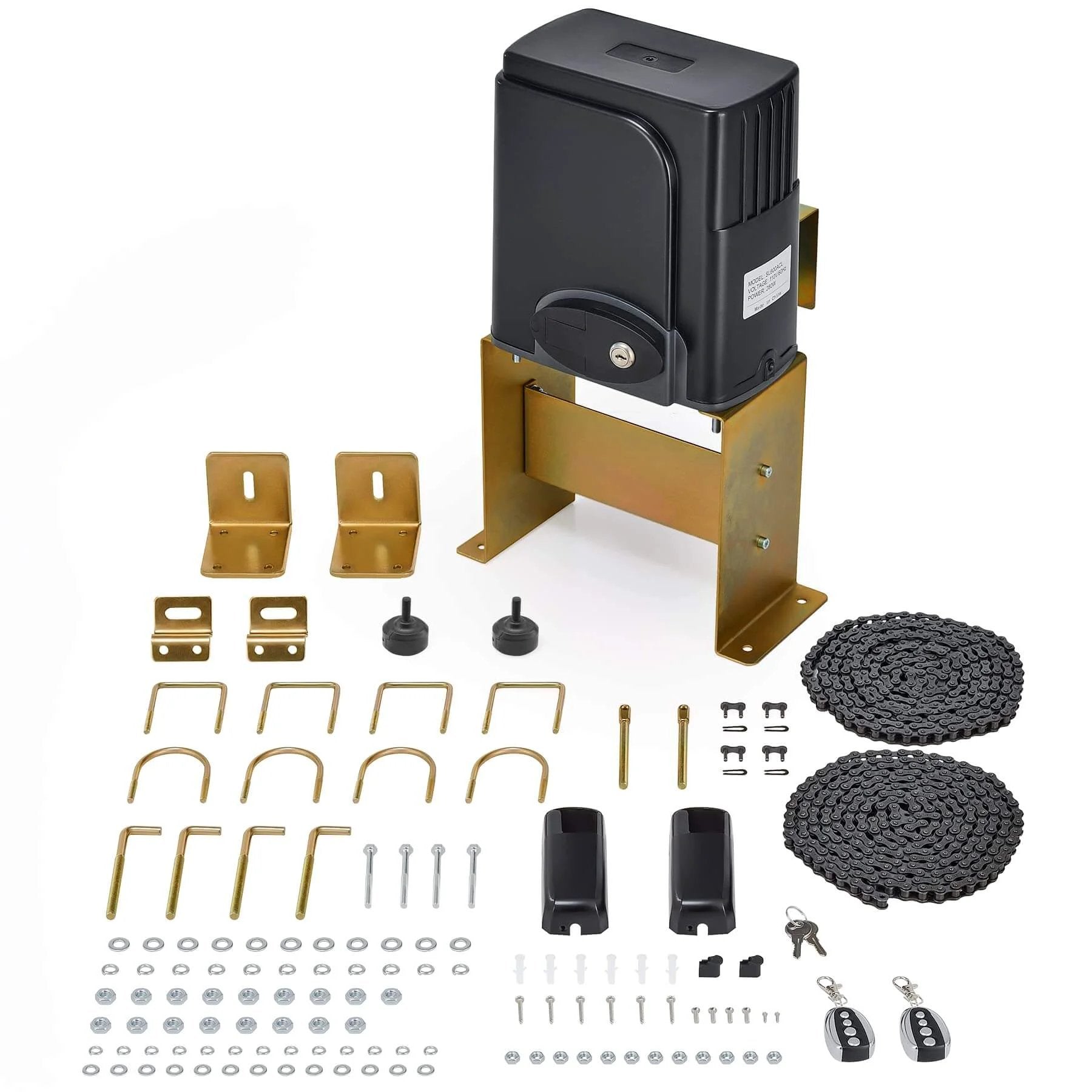 APP Smart Automatic Sliding Gate Opener Kit with 280W Motor for gates up to 1400lb and 40ft, includes remote control and safety sensor components