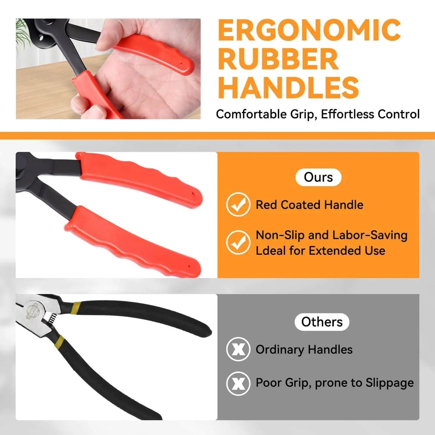 All In One Snap Ring Pliers Kit For Automotive Repair Heavy Duty 10 Piece Set With red ergonomic handles for grip