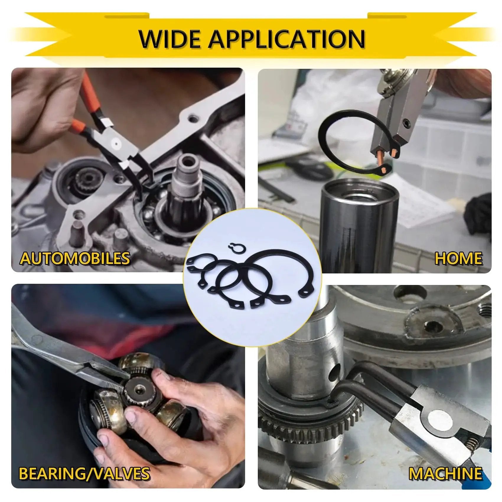 Premium Snap Ring Set 325Pcs Alloy Steel External Retaining Rings Circlips In 15 Sizes For Axles Shafts And Other Moving Parts.