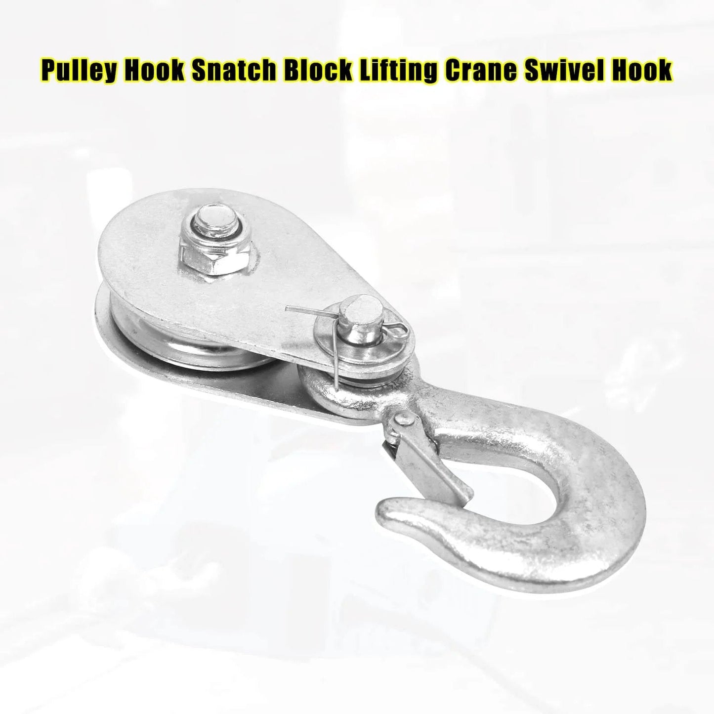 Pulley Hook (1Tons/2,200 LBS) Snatch Block with Hook Heavy Duty Pulley Lifting Block Hoist close-up