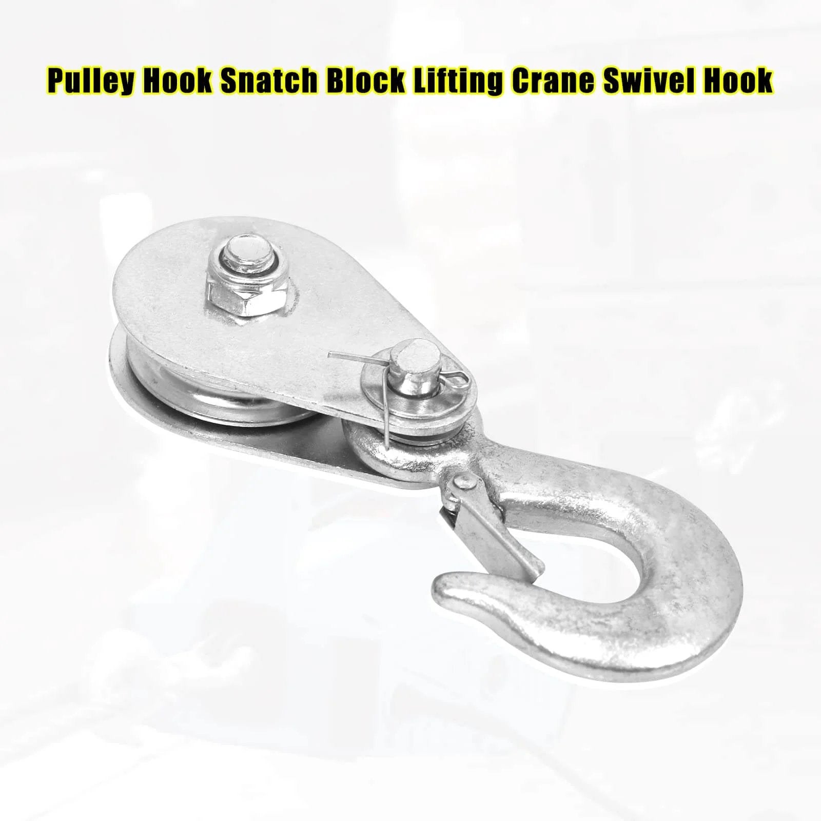 Pulley Hook (1Tons/2,200 LBS) Snatch Block with Hook Heavy Duty Pulley Lifting Block Hoist close-up