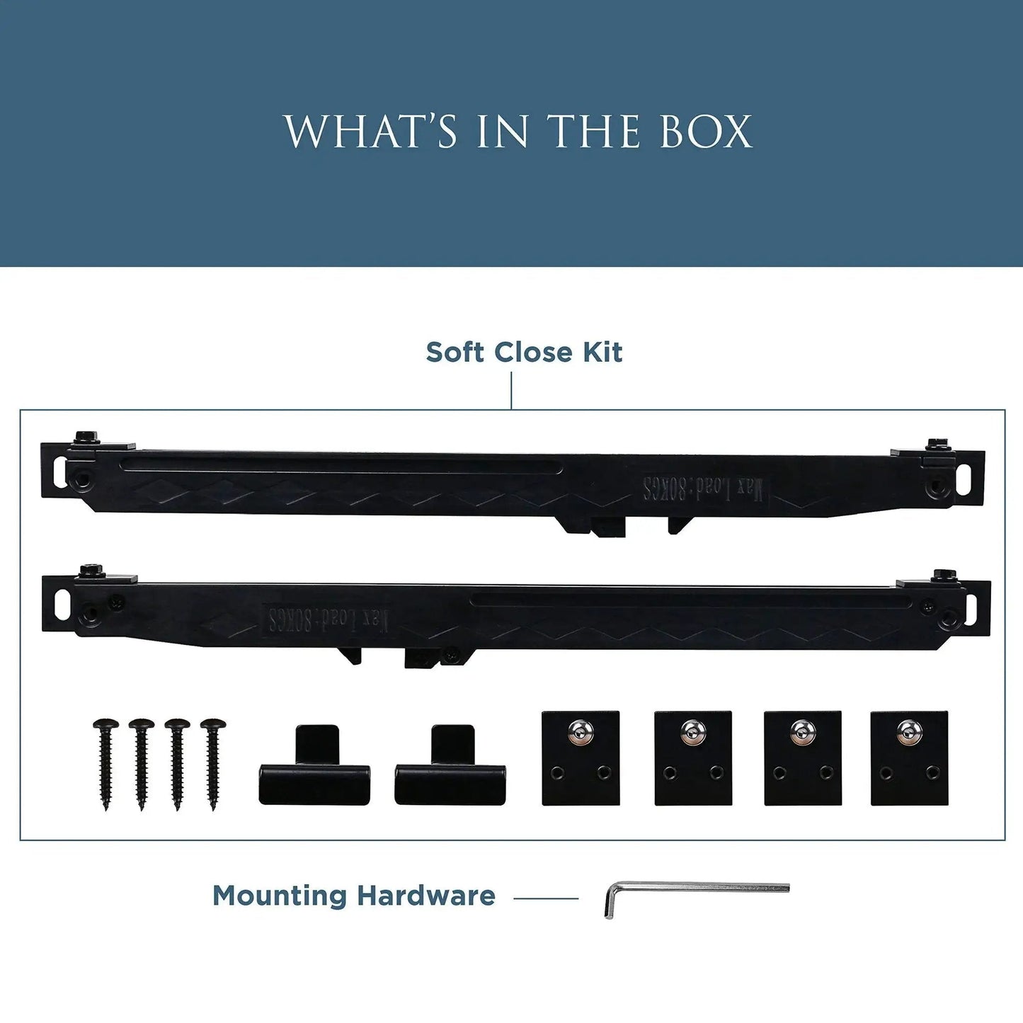 N700-112 Interior Sliding Barn Door Hardware Soft Close Kit Matte Black with discreet track mount and mounting hardware.