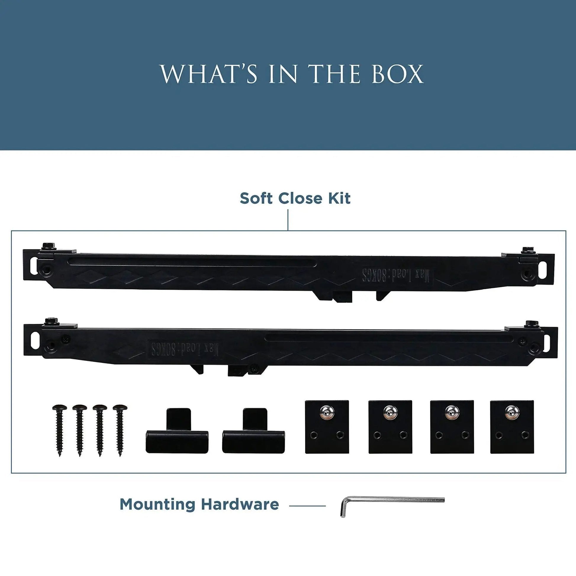 N700-112 Interior Sliding Barn Door Hardware Soft Close Kit Matte Black with discreet track mount and mounting hardware.