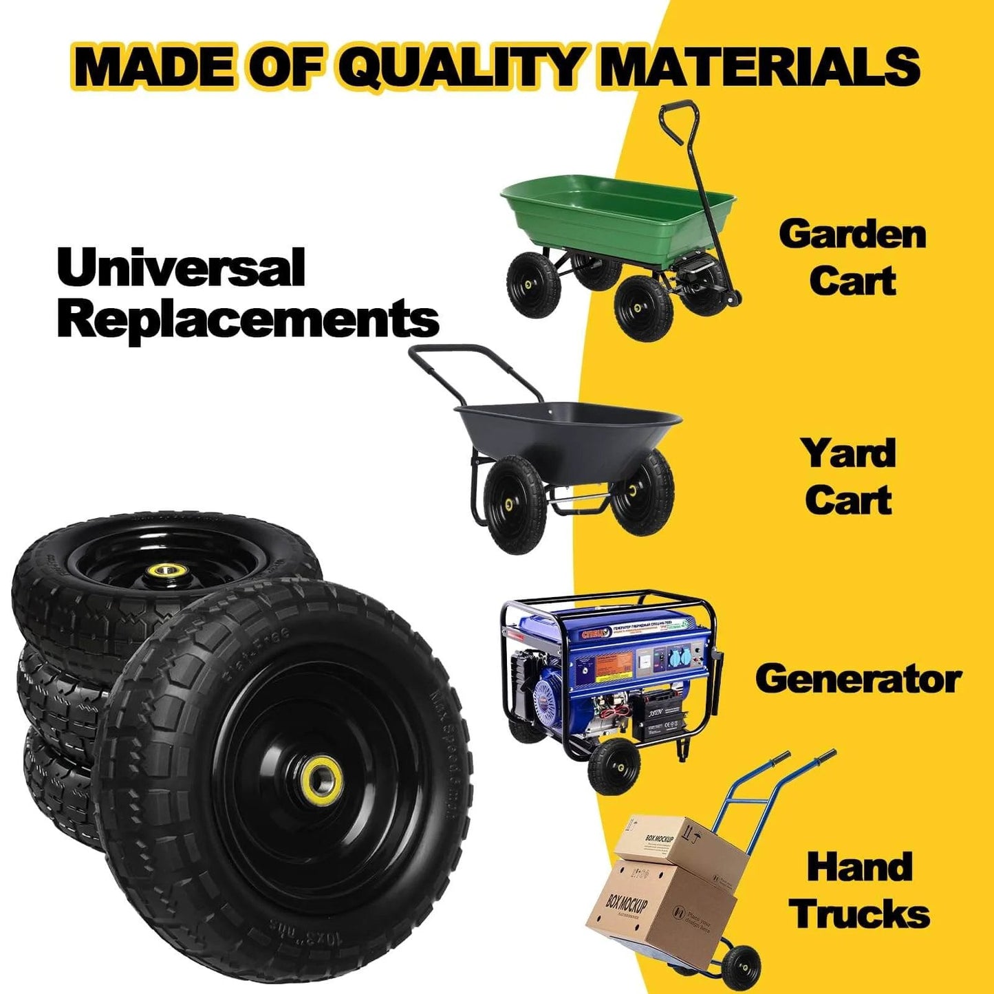 ✝️ 13 inch solid rubber tires, 4.00-6 tire flat free with 5/8" bearings, 2.17" offset hub for gor garden cart and hand trucks