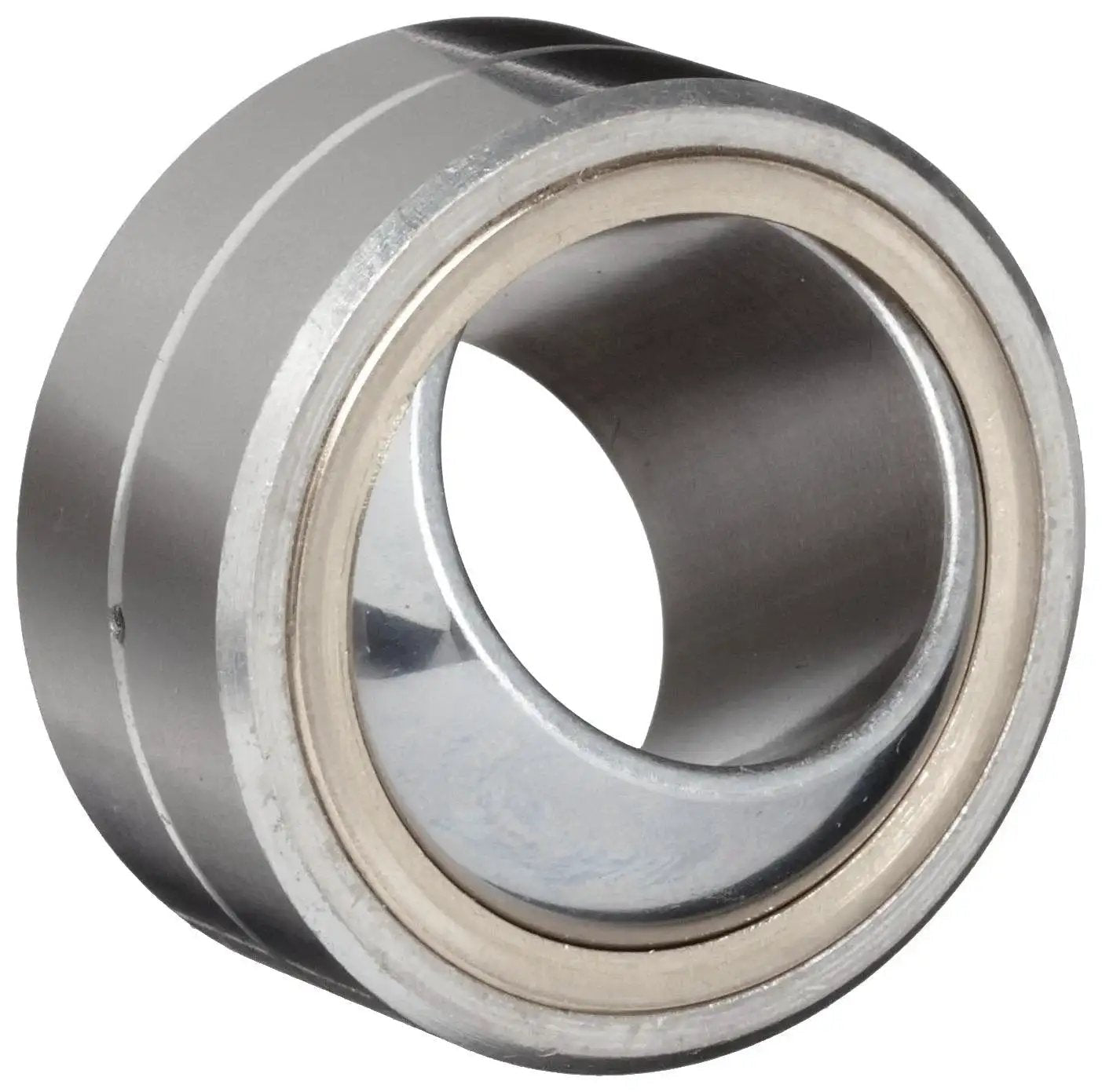 Four-Piece Spherical Bearing with 0.250 in Bore and 0.656 in OD, metal-to-metal design with copper inserts, showcasing compact form.