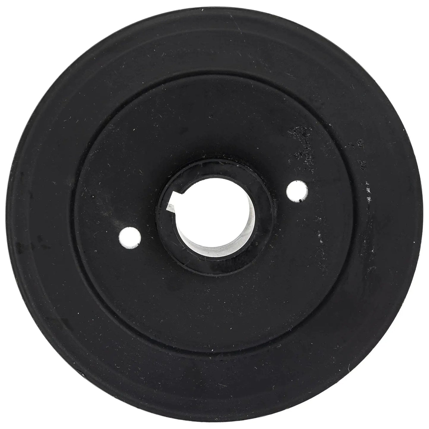 Front view of Spindle Sheave 5.00 OD And 1.00 ID OEM Replacement Part 00191800 Ariens OEM, round black pulley for mower drive systems.
