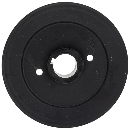 Front view of Spindle Sheave 5.00 OD And 1.00 ID OEM Replacement Part 00191800 Ariens OEM, round black pulley for mower drive systems.