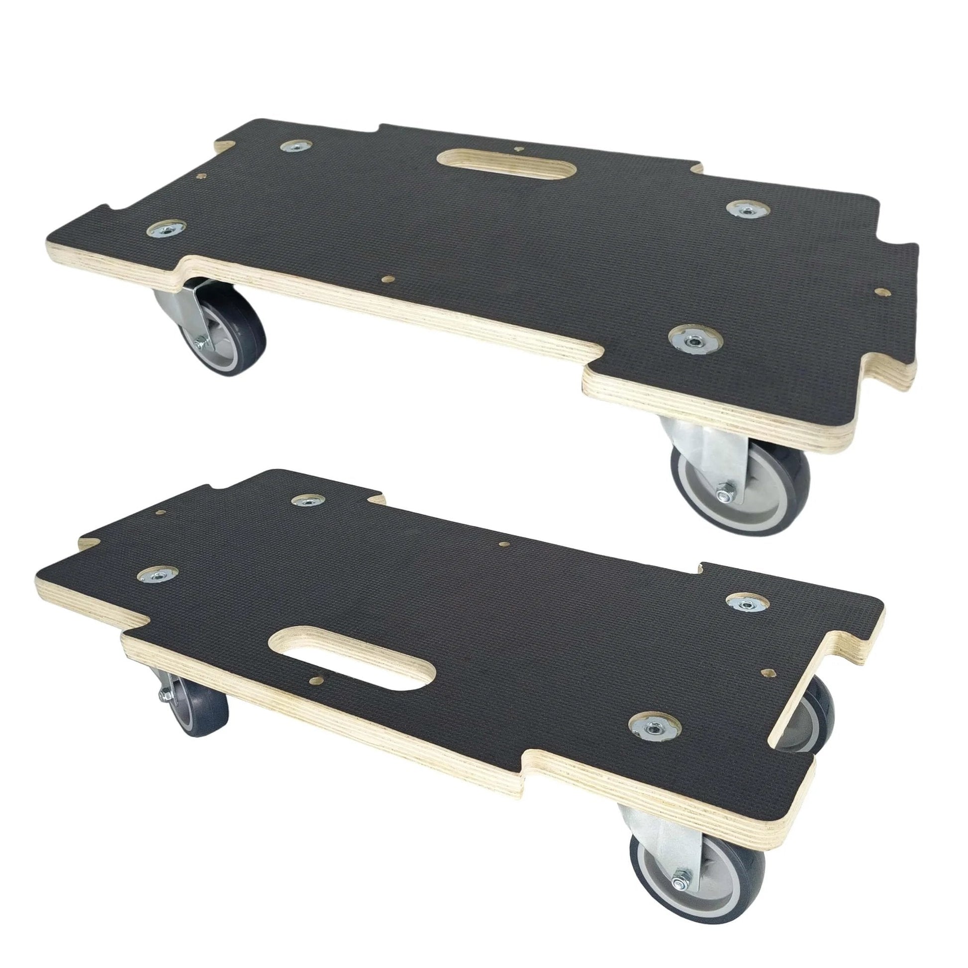 Heavy duty spliceable wood furniture dolly set of 2 with 4 wheels, expandable interlocking platform design, phenolic resin plywood base