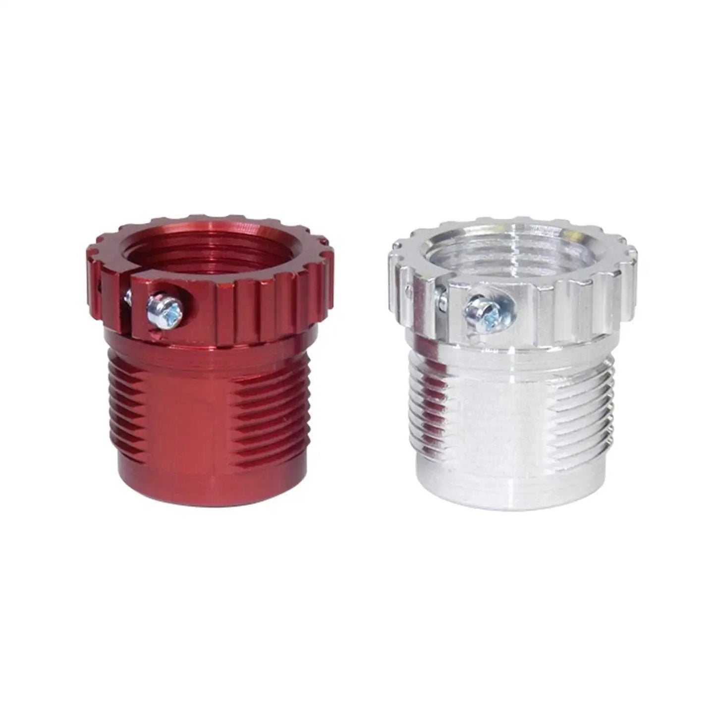 Red and silver Spline Drive Breech Lock Bushings 2 Pack for Easy Die Installation on Reloading Press No Lock Rings Required
