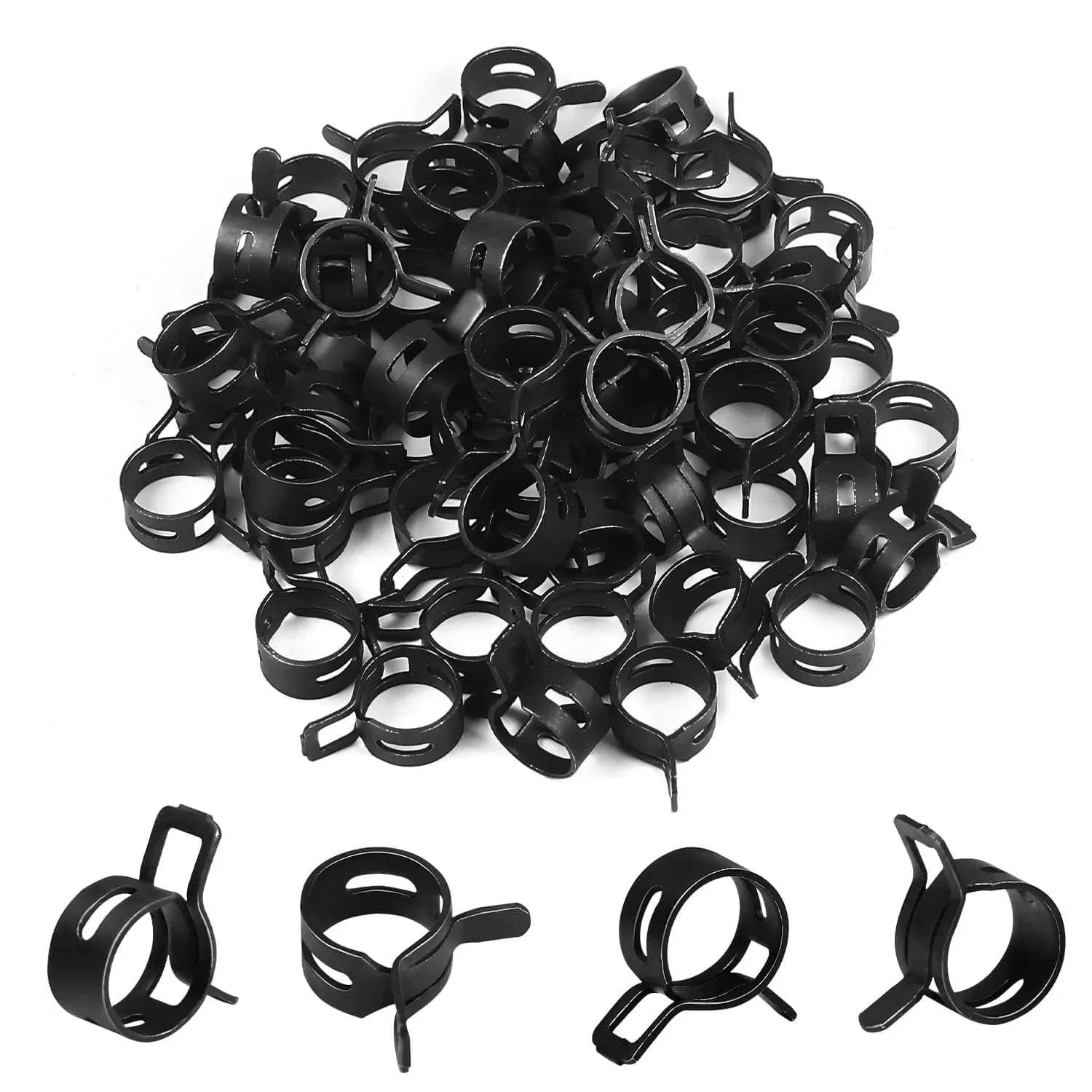 Sixty Piece Spring Band Hose Clamp Set With 12mm Inner Diameter And 0.47 Inch Range For Fuel Line Water Pipe And Air Tube Applications