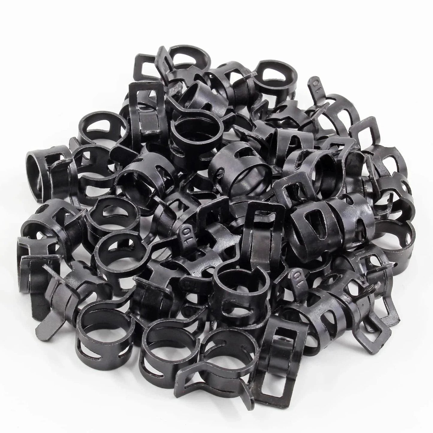Fifty Pcs Three Eighths Inch Spring Band Hose Clamps 10mm Inner Diameter Fits 10.5 To 11.2mm Hose Outer Diameter 65Mn Manganese Steel