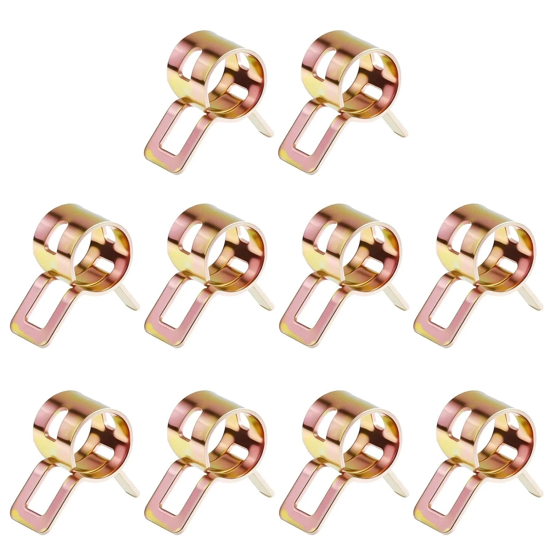 10 Pcs Spring Band Type Hose Clamps 7mm ID 0.28in 12mm Wide Manganese Steel Galvanized Rustproof Assortment Kit for fuel line.
