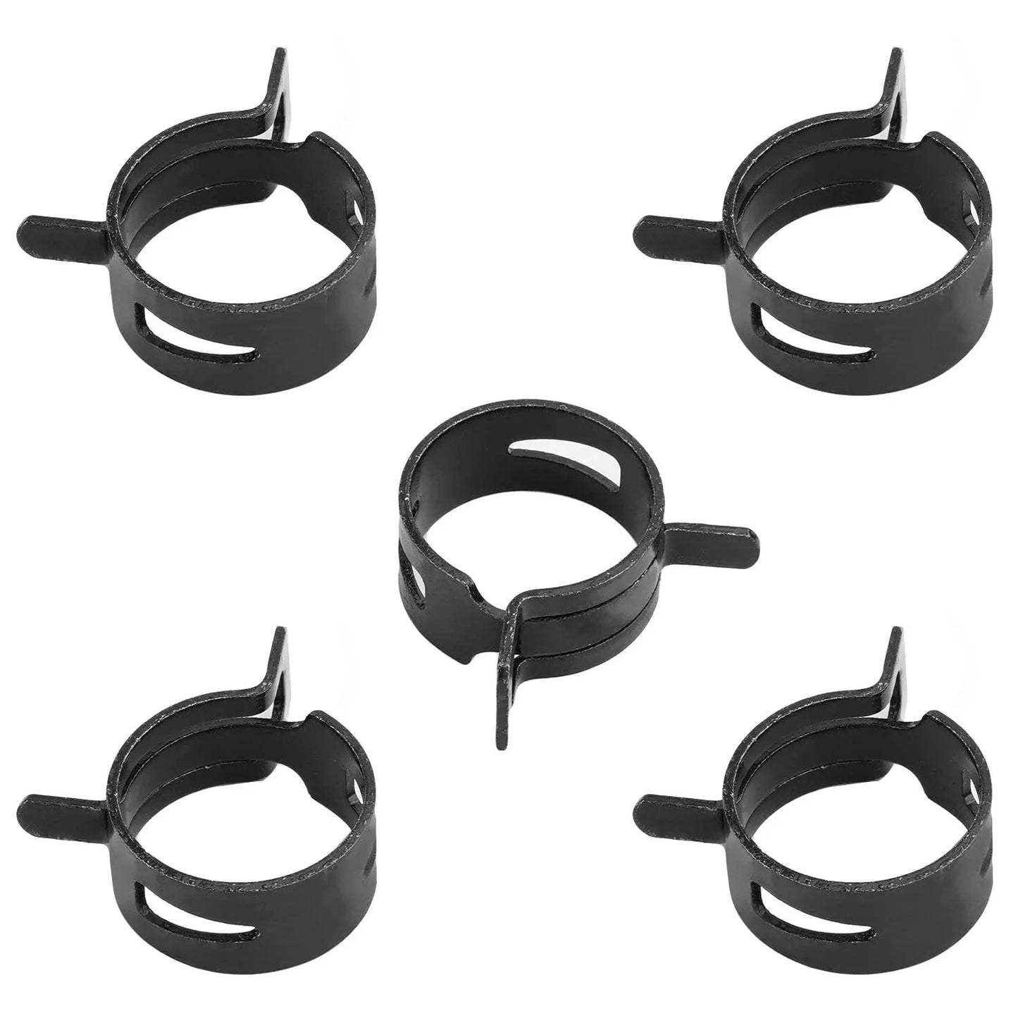 5Pcs 0.91 Inch ID Spring Band Hose Clamps Black For 1 Inch OD Fuel Line Silicone Vacuum Hose Pipe Air Hose Tube Water Pipe Bushing Automotive Replacement Fastener Durable Corrosion Resistant 65Mn Spring Steel With Dacromet Coating