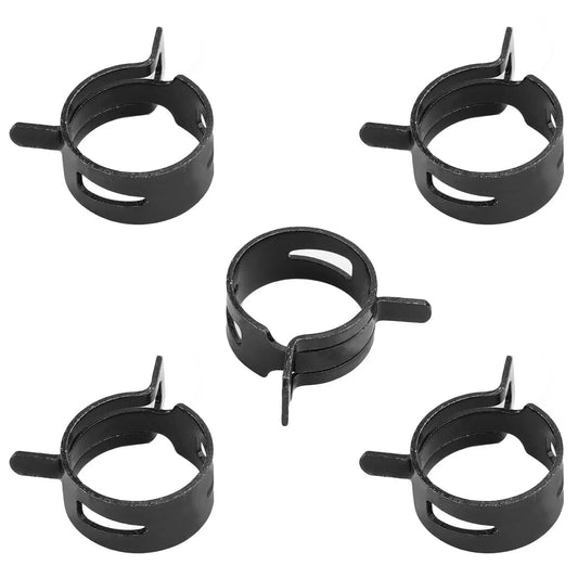 5Pcs 0.91 Inch ID Spring Band Hose Clamps Black For 1 Inch OD Fuel Line Silicone Vacuum Hose Pipe Air Hose Tube Water Pipe Bushing Automotive Replacement Fastener Durable Corrosion Resistant 65Mn Spring Steel With Dacromet Coating