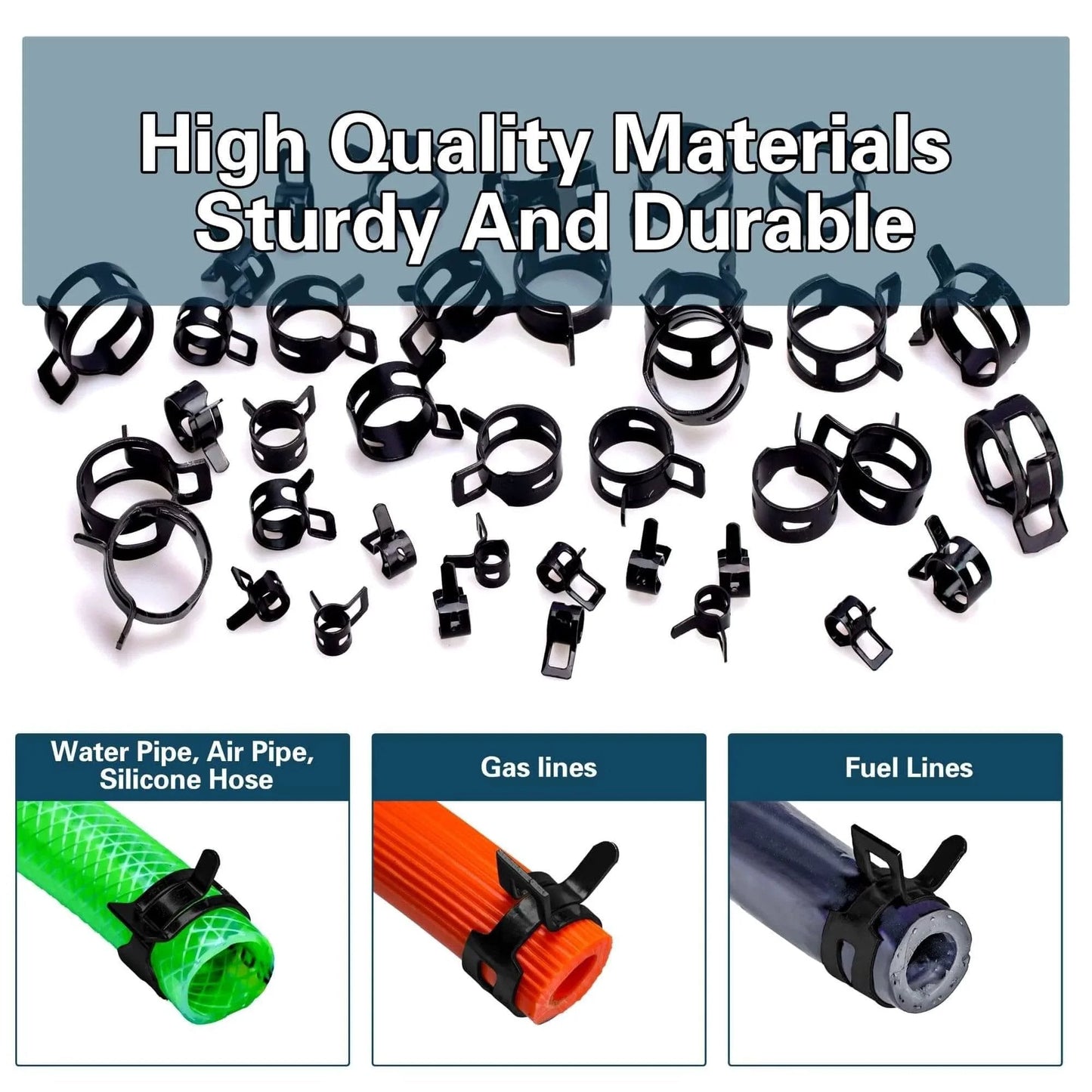 108 Piece Spring Pipe Clamp Set With Tools 9 Sizes From 6 To 18mm For Automotive Marine Gardening And Industrial Hose Interfaces
