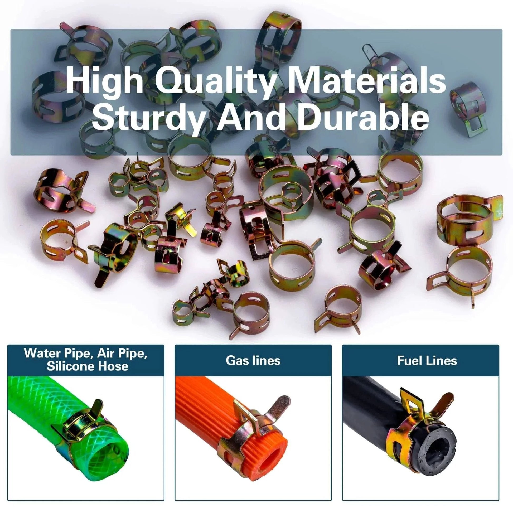 108 Piece Spring Pipe Clamp Set With Clamp Tools, Nine Sizes From 6mm To 18mm, Versatile Spring Hose Clamps assortment display