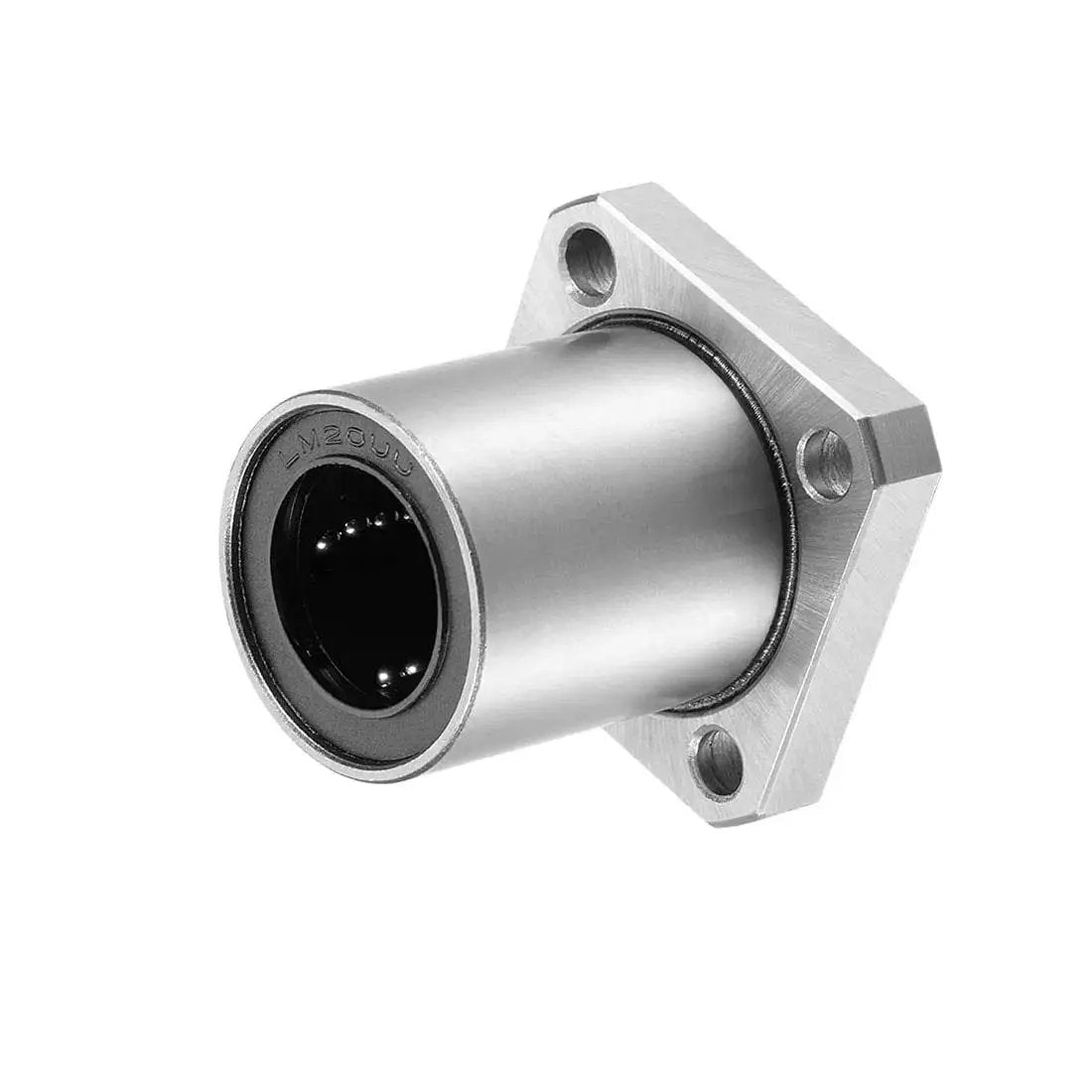 Square flange bearing, 20mm bore, 32mm OD, 42mm length, sealed, ideal for CNC guides, automation axes. Smooth, precise linear movement.