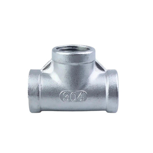 SS304 Stainless Steel Female Threaded 3 Way Tee BSPT Pipe Fitting From One Eighth To Two Inches Size DN Six To DN Fifty Industrial Connector