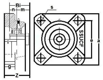 SSUCF206-30mm Stainless Steel Flange Unit 4-Bolt 30mm Bore Mounted Bearing