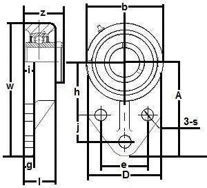 SSUCFB206-18 Flange Bracket 3-Bolt Bearing 1 1/8 Bore Mounted