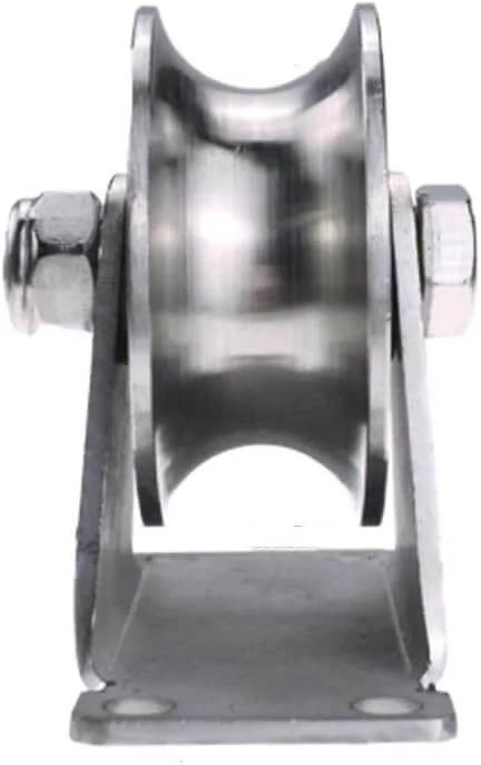 Front view of Caster Wheel with Groove,Heavy Duty Sheaves Track Pulley,304 Stainless Steel Directional Roller,Wheel Diameter 100mm/4in