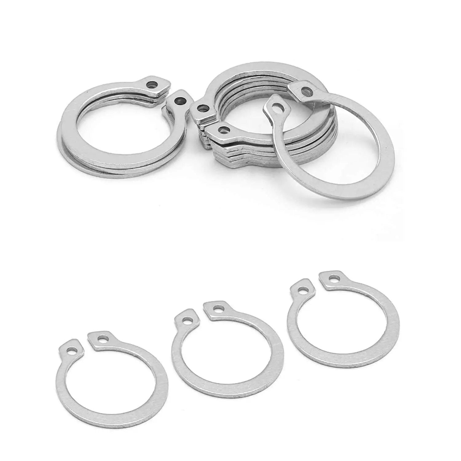 Eight Sizes External Circlip Snap Ring Set In 304 Stainless Steel From 35mm To 47mm For Cars, Electrical Systems And Bearings, Rust Resistant