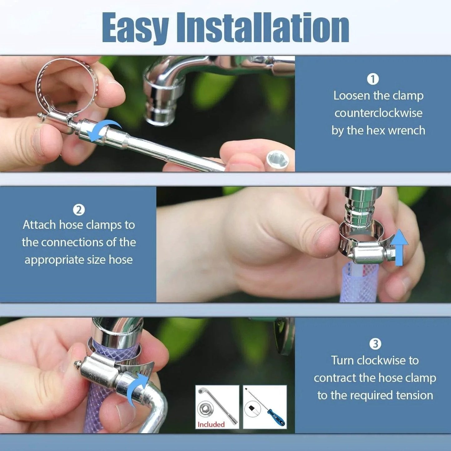 50 Pack Stainless Steel Hose Clamps One Quarter To One Half Inch Adjustable Worm Gear With Socket Wrench installation guide