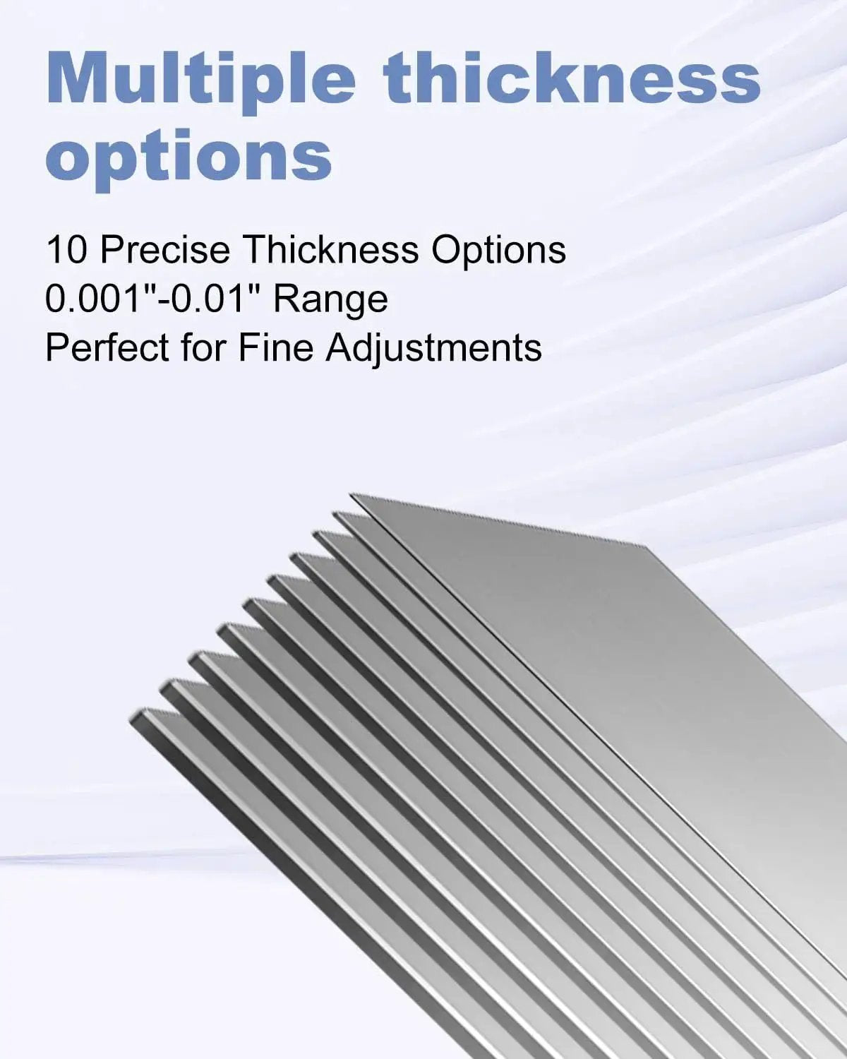 Pro Grade 30 Piece Shim Stock Set In 304 Stainless Steel, 2 Inch By 6 Inch Shims, multiple thickness options, DIY and industrial use