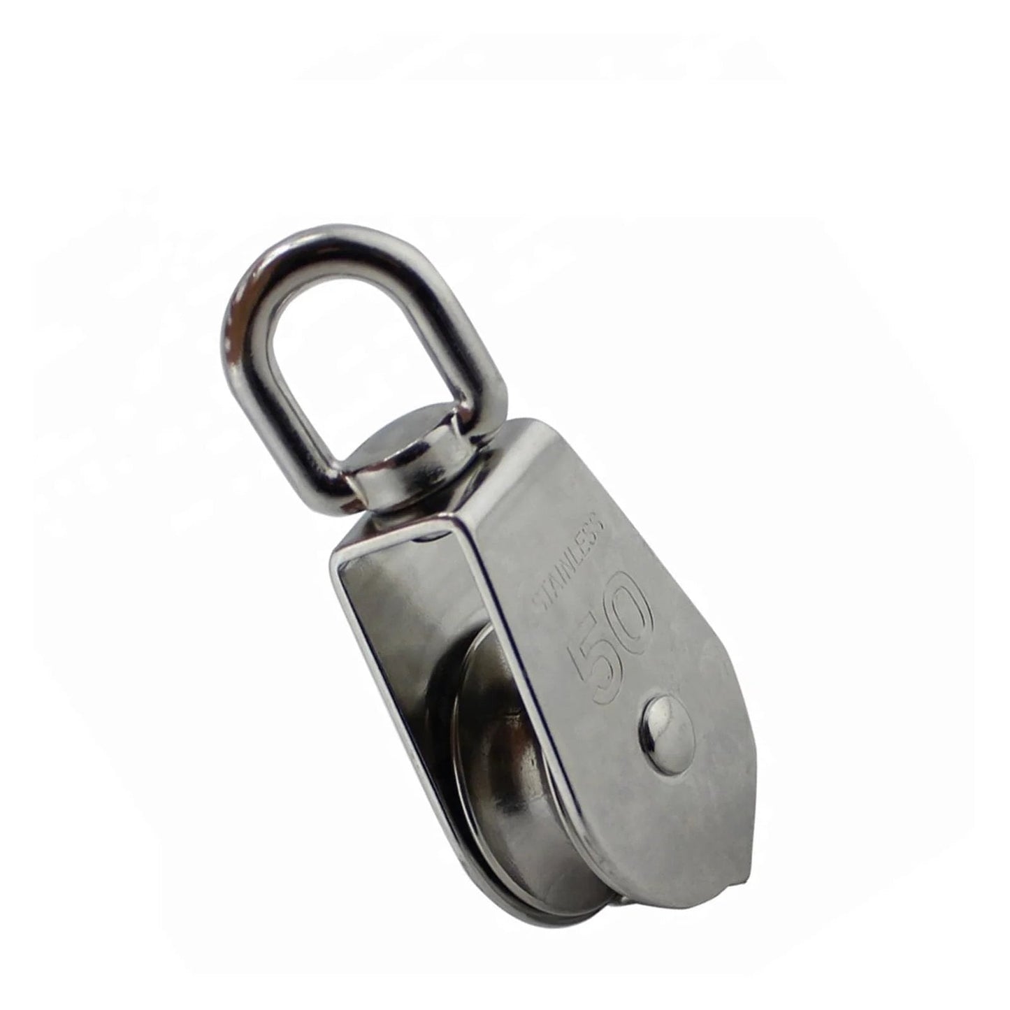 5-Pack Stainless Steel 304 Single Sheave Swivel Eye Rope Pulley 15mm 20mm 25mm 32mm 50mm Rigging Hardware Lifting Swivel Pulley(15mm) side view