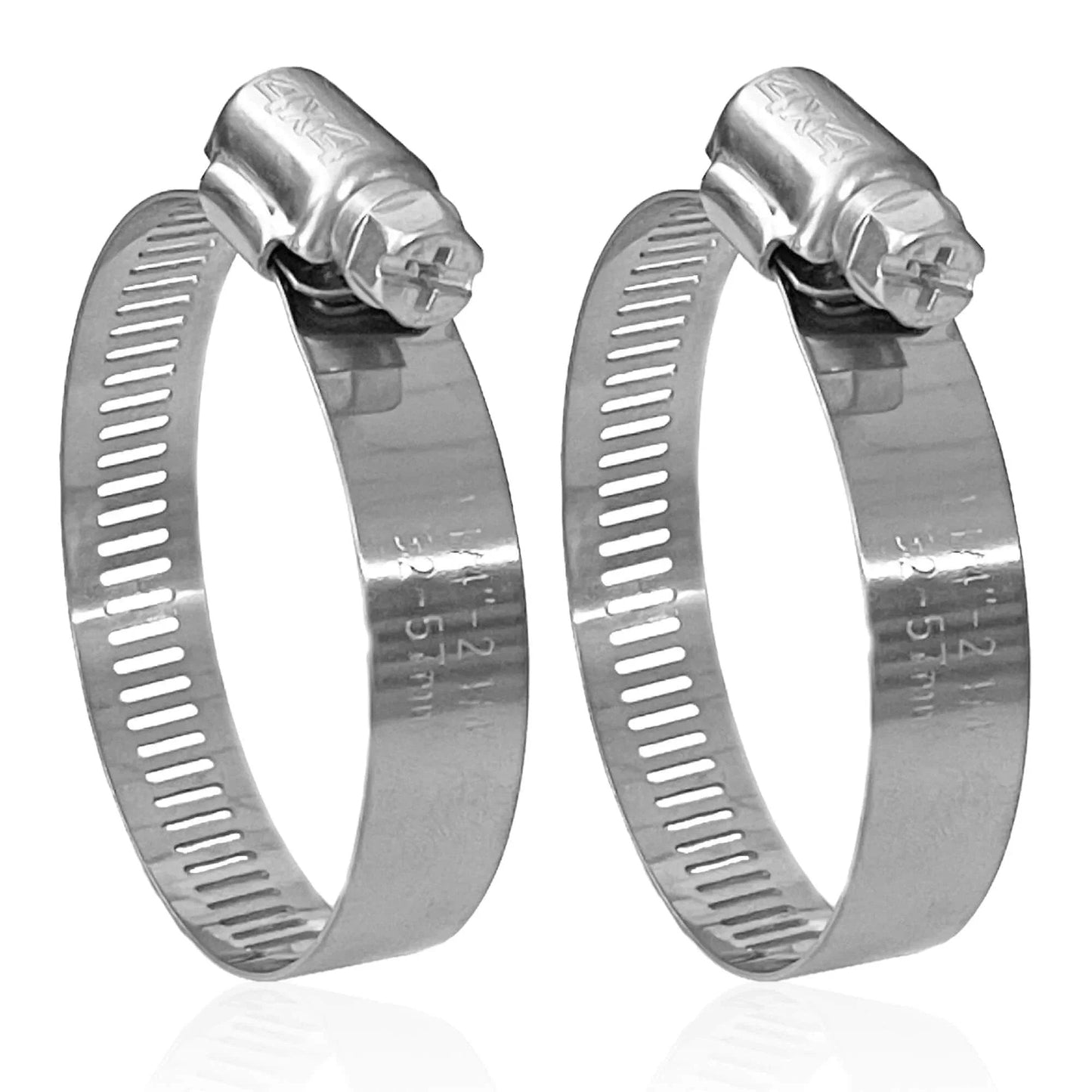 Stainless Steel Hose Clamps Set Two Adjustable Hose Clamps From One And A Quarter Inch To Two And A Quarter Inch 32 To 57 Mm Heavy Duty Radiator Fuel Line Plumbing Automotive Mechanical Applications