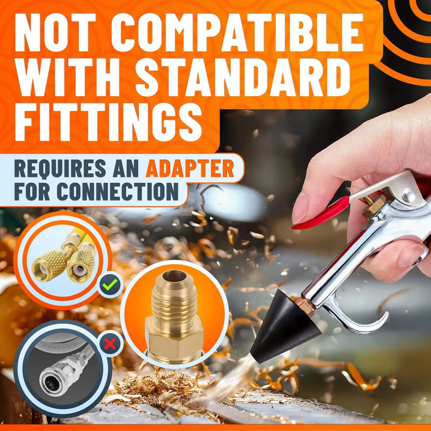 Heavy Duty Stainless Steel Air Nozzle Blow Gun For Compressor With Adjustable Pressure Rust Resistant Brass Threads Rubber Tip