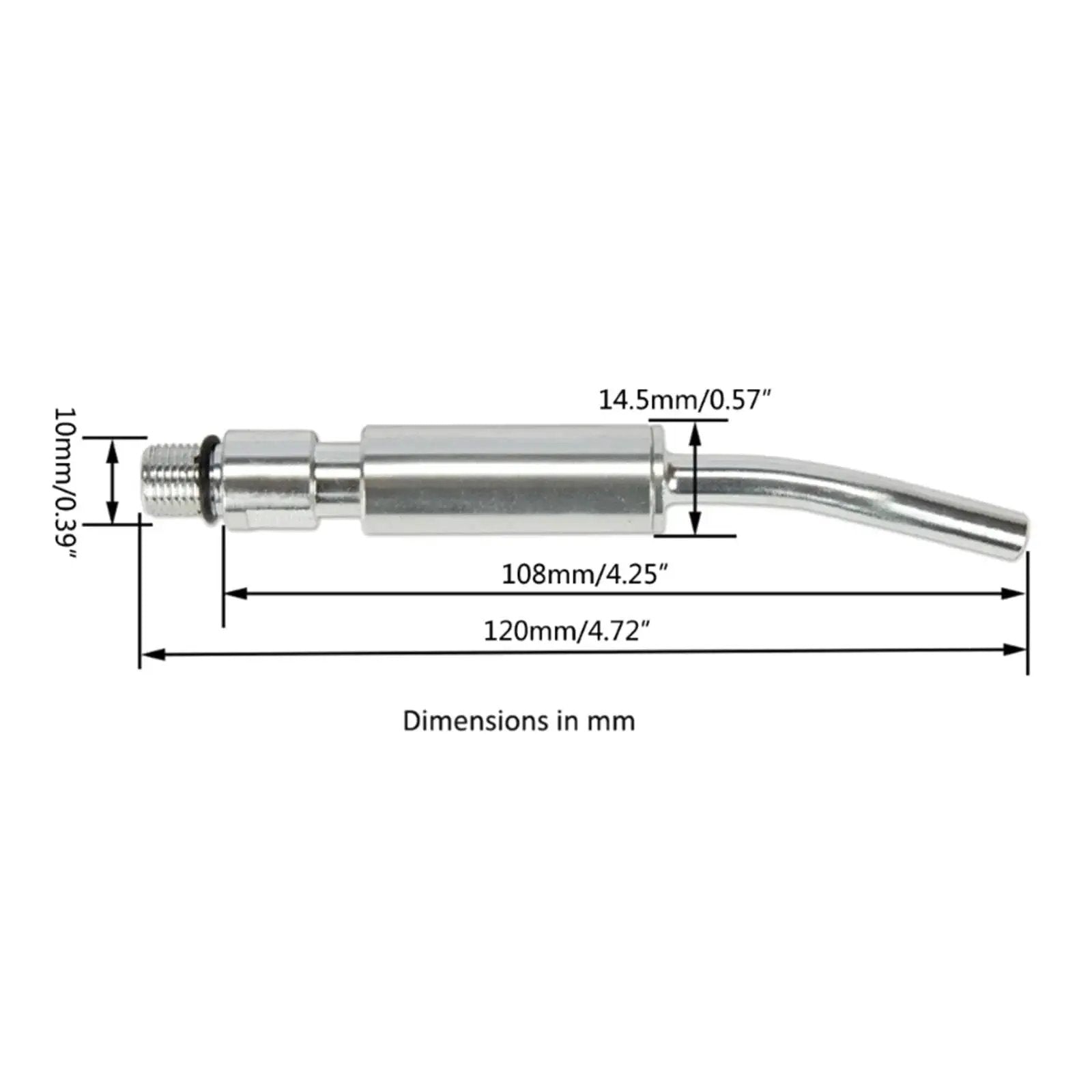 Two Pack Japanese Bearing Tube Nozzles for Car Interior Air Blow Guns, M10x1 Thread, 120 Mm Long, Stainless Steel, side view