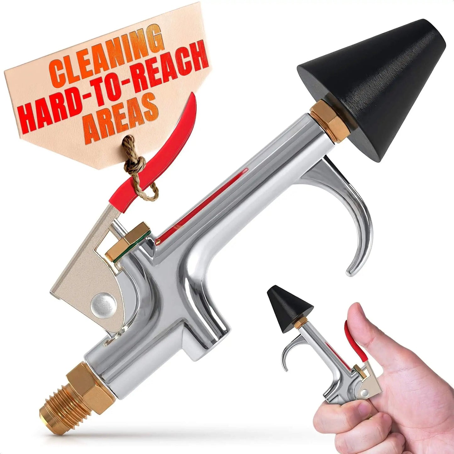 Heavy Duty Stainless Steel Air Nozzle Blow Gun For Compressor With Adjustable Pressure Rust Resistant Brass Threads Rubber Tip