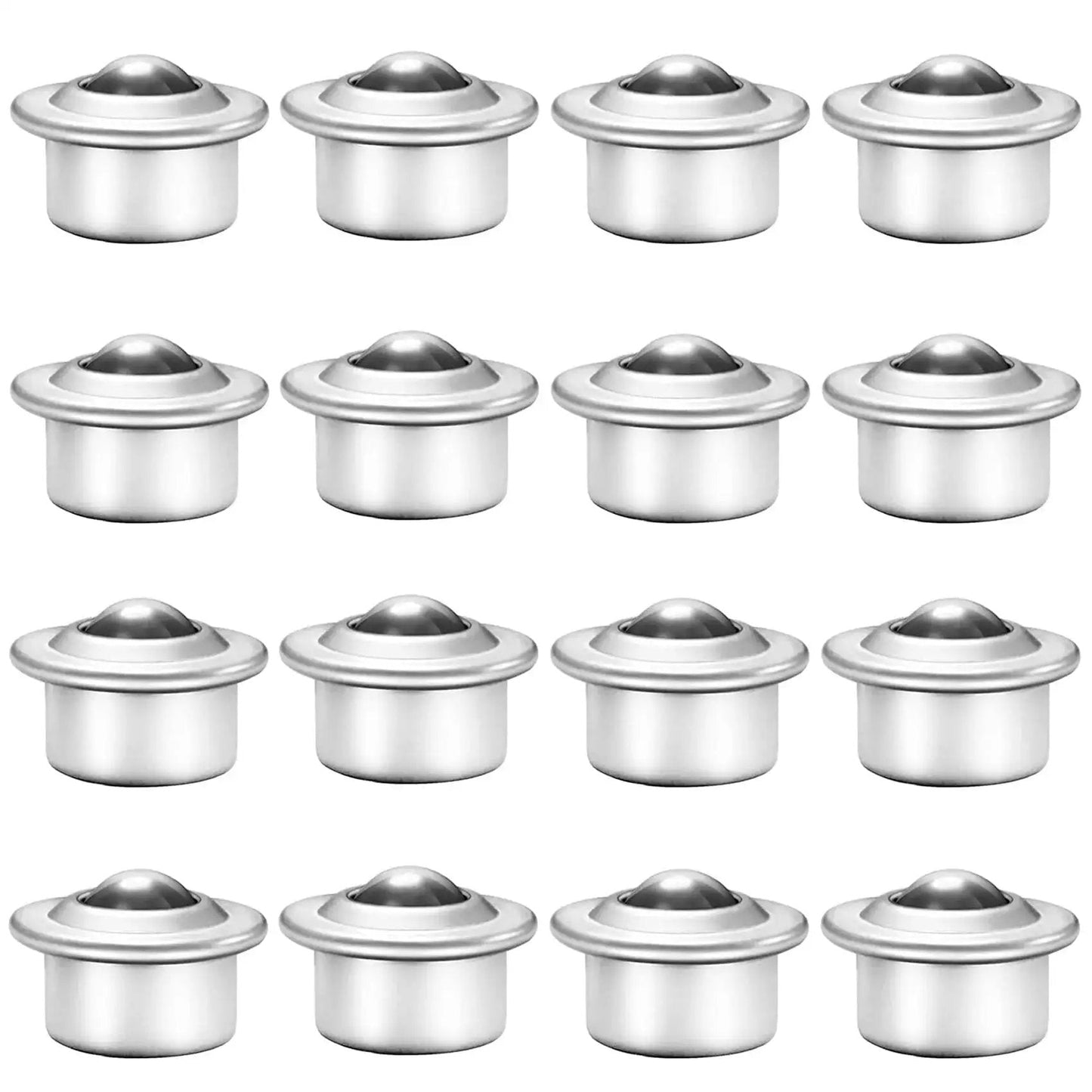 Sixteen Piece Five Eighth Inch Stainless Steel Ball Transfer Bearings Set With 360 Degree Rotation Universal Base Conveyor Rollers for Systems