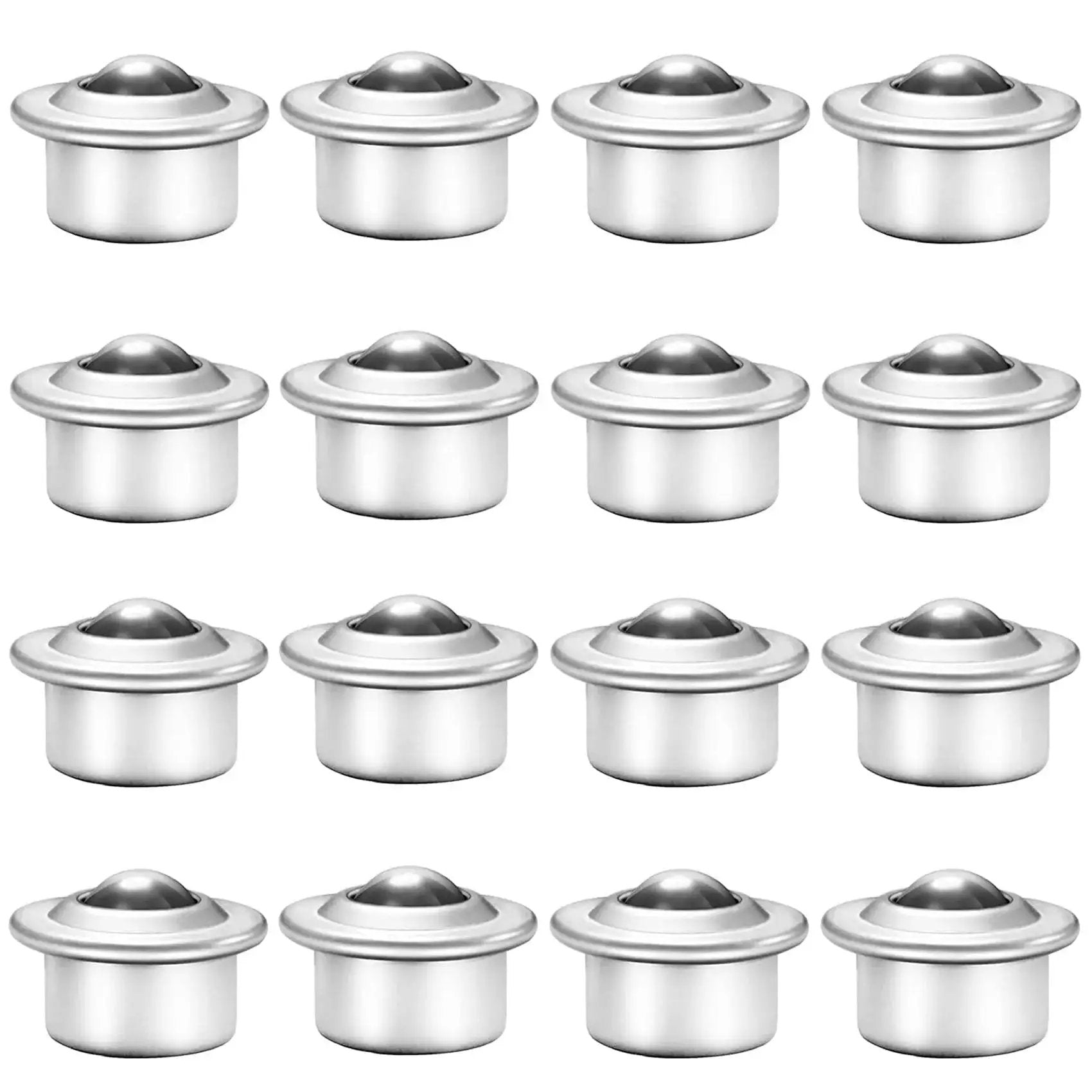 Sixteen Piece Five Eighth Inch Stainless Steel Ball Transfer Bearings Set With 360 Degree Rotation Universal Base Conveyor Rollers for Systems
