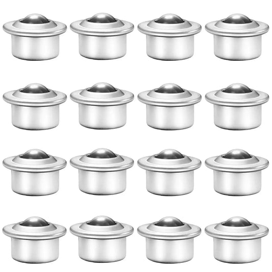 Sixteen Piece Five Eighth Inch Stainless Steel Ball Transfer Bearings Set With 360 Degree Rotation Universal Base Conveyor Rollers for Systems